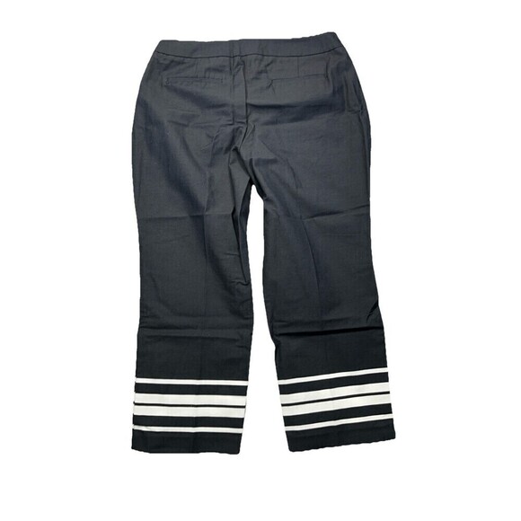 Talbots Curvy Fit Crop Pants 12 Black White Stripe Hem Pockets High Rise New - Picture 2 of 16